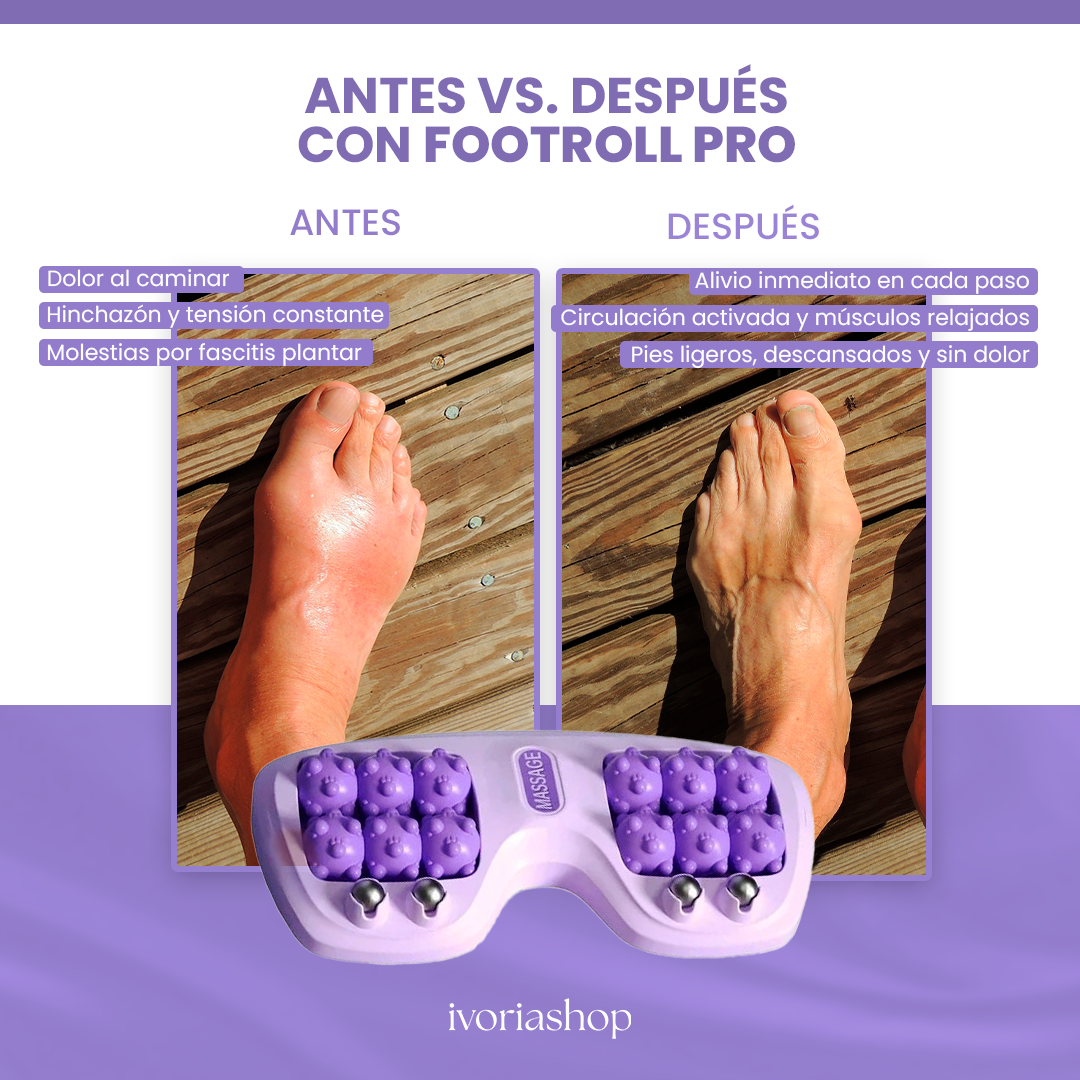 FootRoll Pro™ — Alivio Instantáneo para Pies Cansados, Hinchados o con Fascitis Plantar