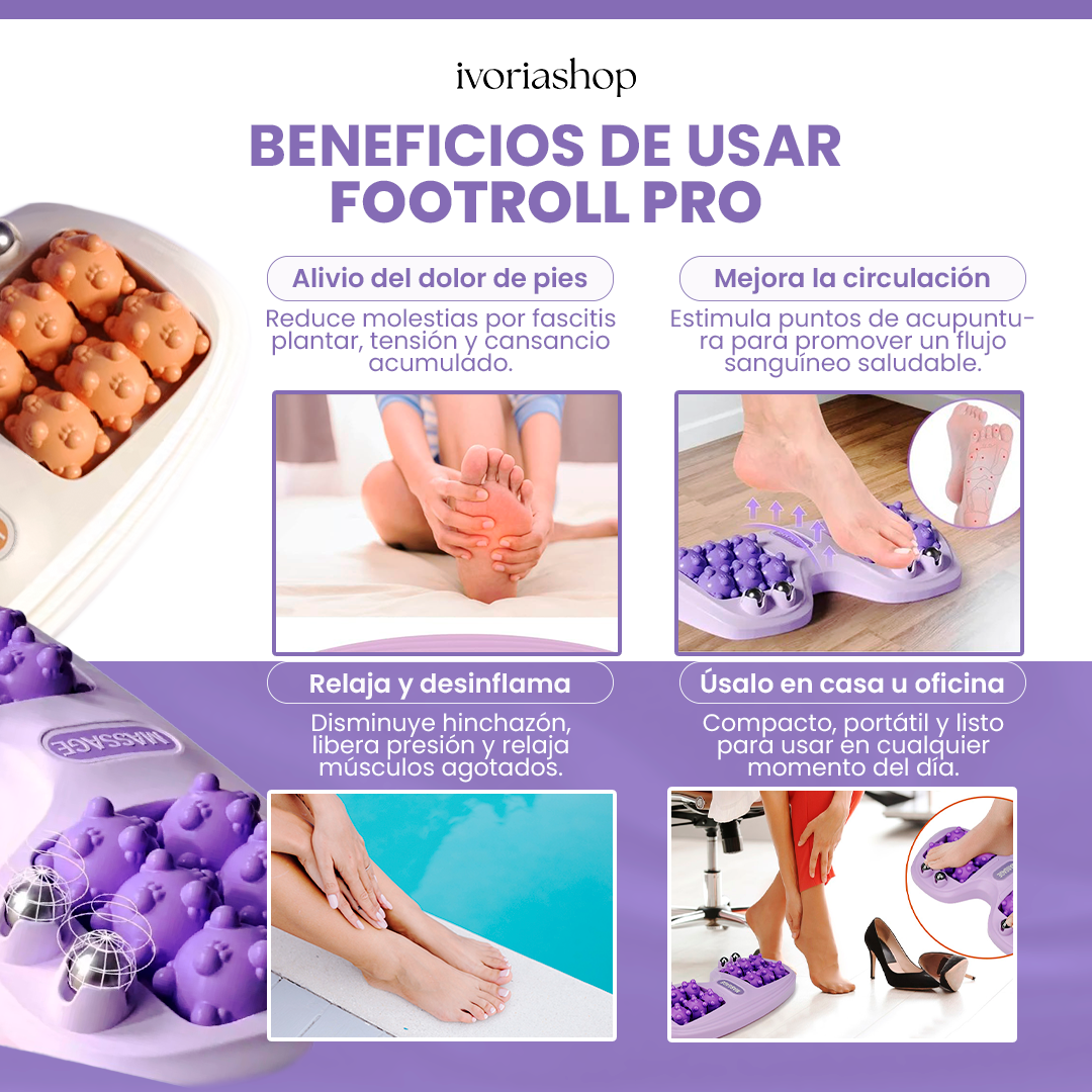 FootRoll Pro™ — Alivio Instantáneo para Pies Cansados, Hinchados o con Fascitis Plantar
