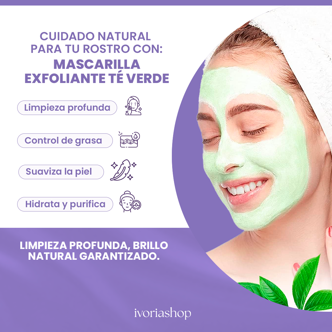 Mascarilla exfoliante te verde - Tu piel limpia, suave y radiante desde el primer uso