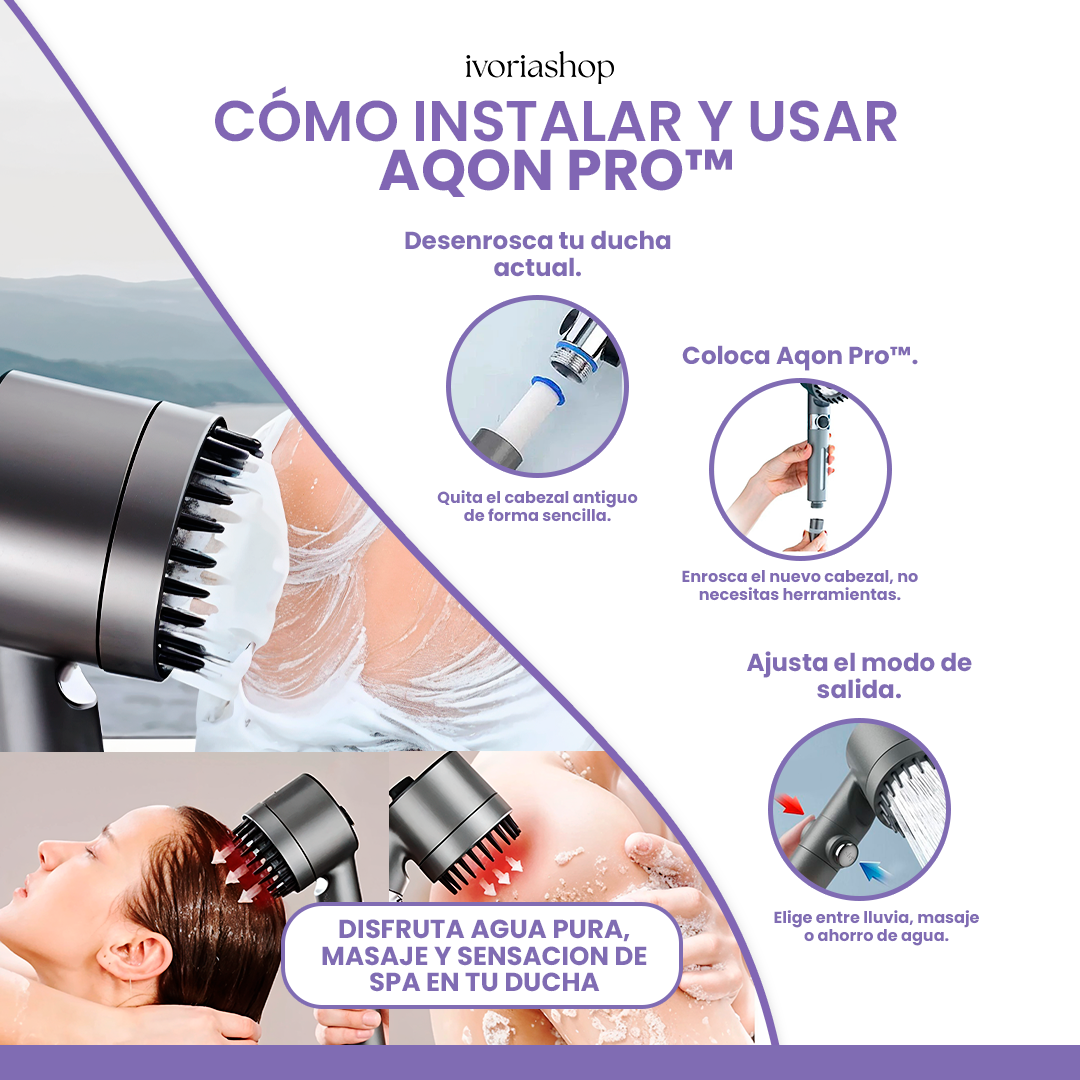 AqonPro™ - La Ducha que Transforma tu Piel y tu Cabello desde el Primer Día